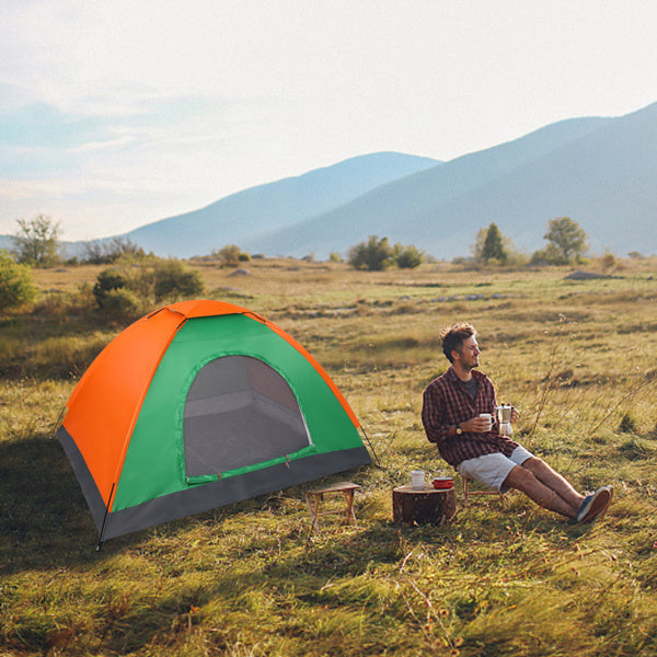 2-Person Waterproof Camping Dome Tent for Outdoor Hiking Survival Orange & Green Doba
